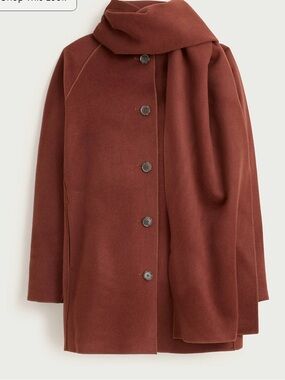 J. Crew Brown Wool Coat with Scarf
